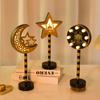 Eid Mubarak Mond Stern Lampe Holz Ornament 2025 Ramadan Kareem Heim Tisch Dekoration LED Licht Laterne Islamische Muslimische Party Geschenk