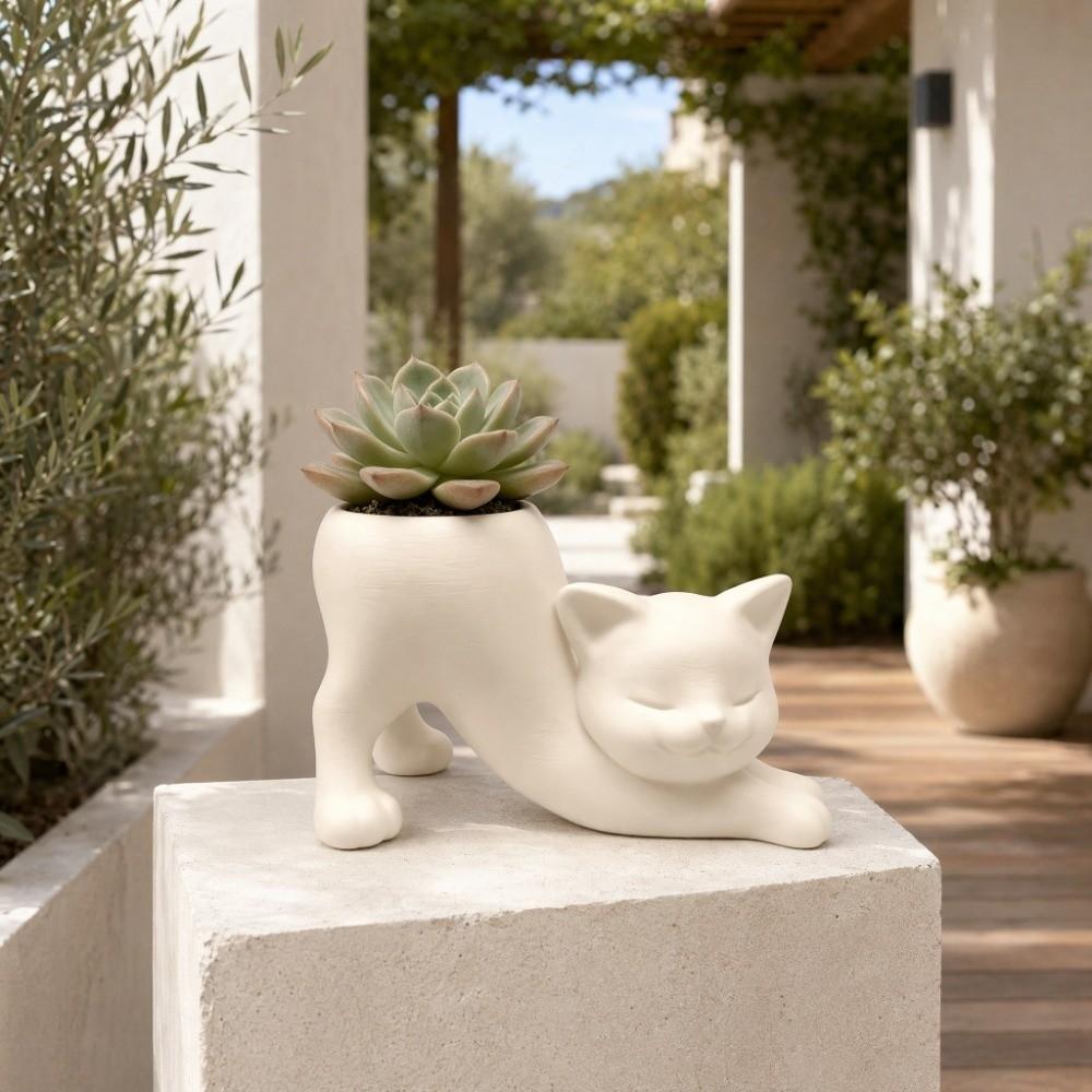 Standing Cat-Shaped Kitten Planter Irregular Shape Flowerpot  for Cacti Herbs Flowers