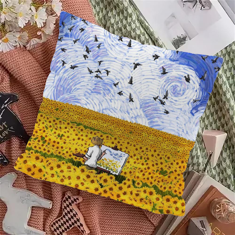 V-Van G-Gogh Art Pillow Case Pillowcase Home Sofa Cushions Car Cushions Pillowcover Office Pillowshell Pillow