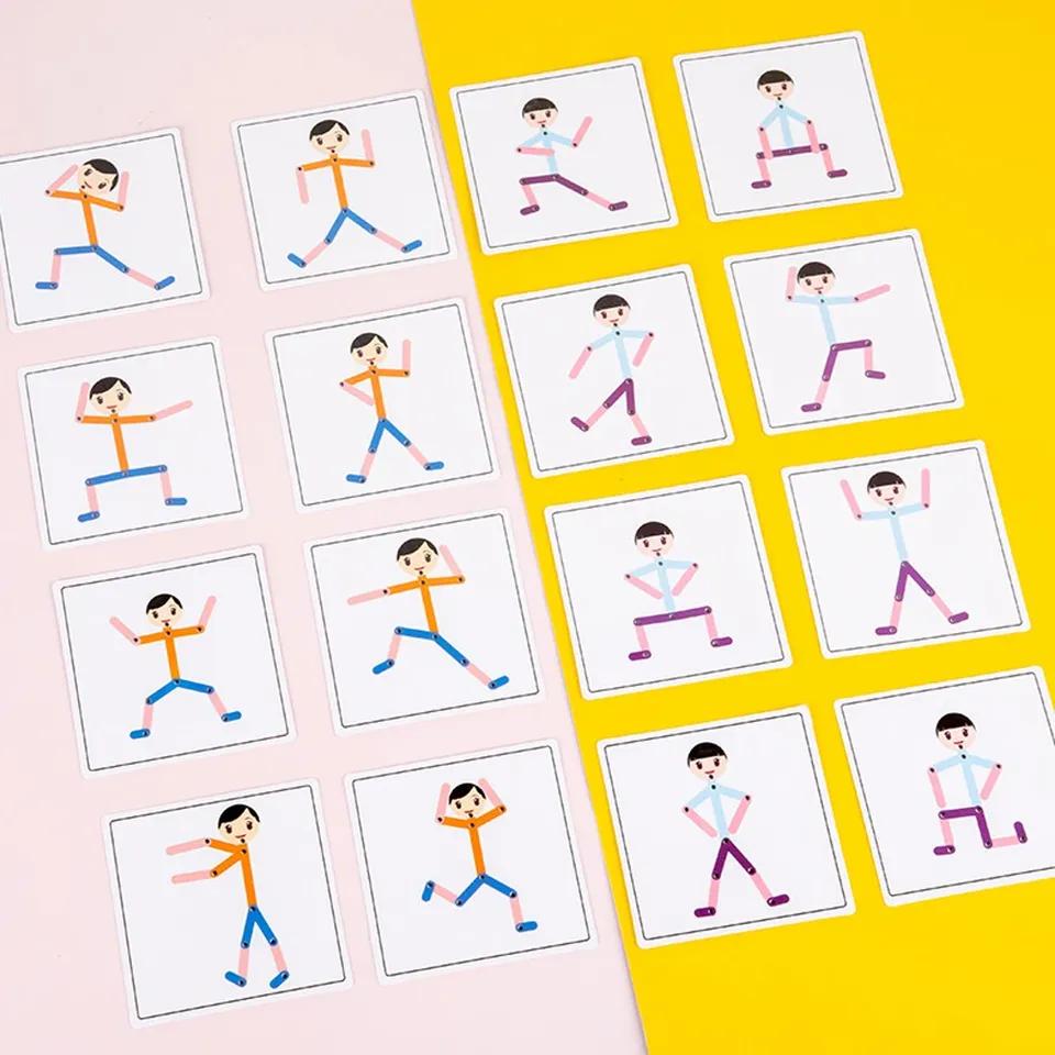 Montessori DIY Toys Wooden Sport Man Shape Game Educational Game Early Learning for Children Preschool Fine Motor Training