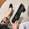 Fashion Square Toe Mixed color high heels shoes woman  designer soft leather pumps thick heel OL tacones female chunky work shoes