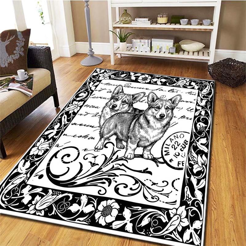 Black White Animals Pattern Square Carpet,Area Rug,Carpet Rug for Living Room Bedroom Sofa Playroom Decor,Non-slip Floor Mat,Holiday Birthday Gifts