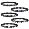 5Pcs Anti Swelling Black Obsidian Anklet Magnetic Therapy Bracelet Adjustable Weight Loss Magnet Anklet for Men Women