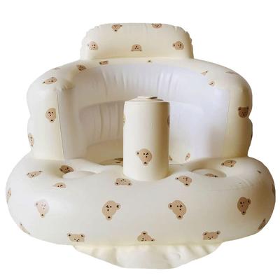 Dodulara Baby Bath Chair, Fluffy Shower Chair for Baths and Meals, Foldable, Inflatable, and Water-Resistant for Sitting Practice (Bear)
