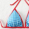 European & American Sexy Houndstooth Tie Halter Triangle Bikini Swimsuit for Women