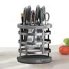 Suporte de faca de aço inoxidável com rotação de 360 ° para facas, suporte multifuncional para talheres de cozinha, bloco de armazenamento inserido