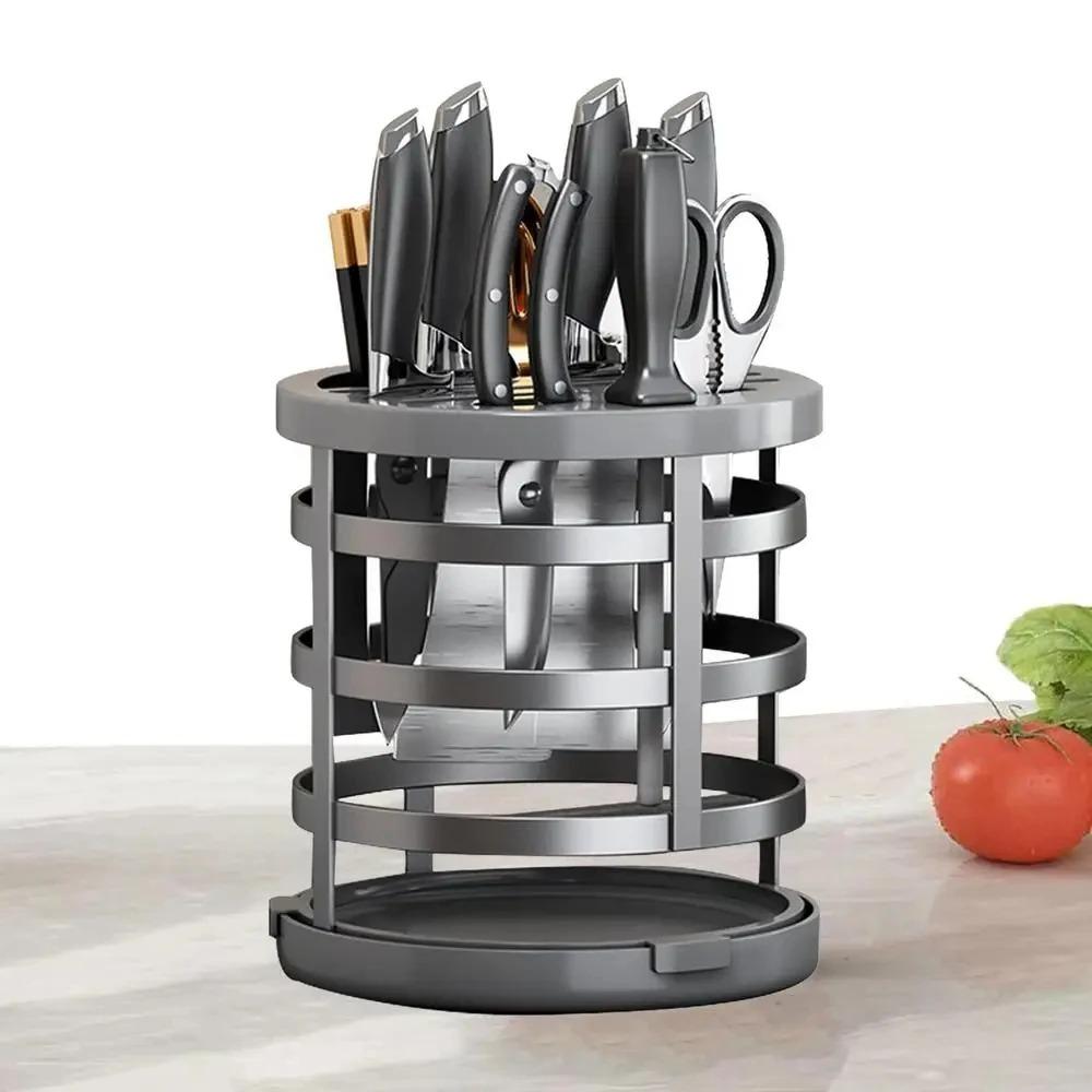 360 °Rotation Stainless Steel Knife Holder Stand for Knives Kitchen Multifunctional  Stands for Cutlery Inserted Block Storage