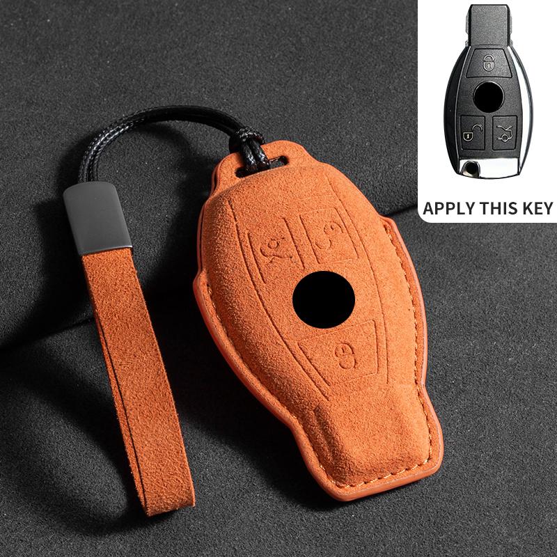 Suede Car Key Case Cover Shell for Mercedes Benz A C E S G Class W177 W205 W213 W222 X167 Amg Glc Cle Cla Glb Gls Car Key Bag