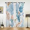 Fenstervorhang mit Motiv „Sommer, Strand, Meeresleben, Korallenrot“, für Wohnzimmer, luxuriöser Volantvorhang für Schlafzimmer, Zuhause, Küche, Dekorvorhang