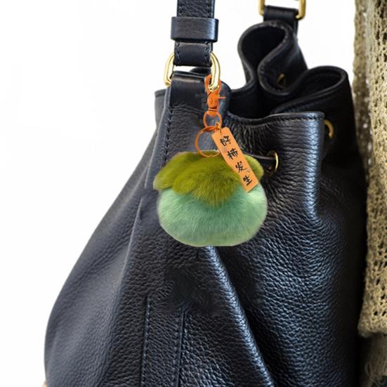 Colorful Persimmon Band Soft Keychain with Lucky Blessing Plush Cute Persimmon Plush Toy Ornament PP Cotton Stuffed
