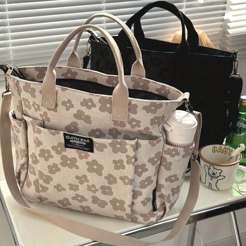 Handmade 3D Flower Tote Bag Thickened Zipper Student Class Commuting Simple Handbag Single Shoulder Women'S Bag