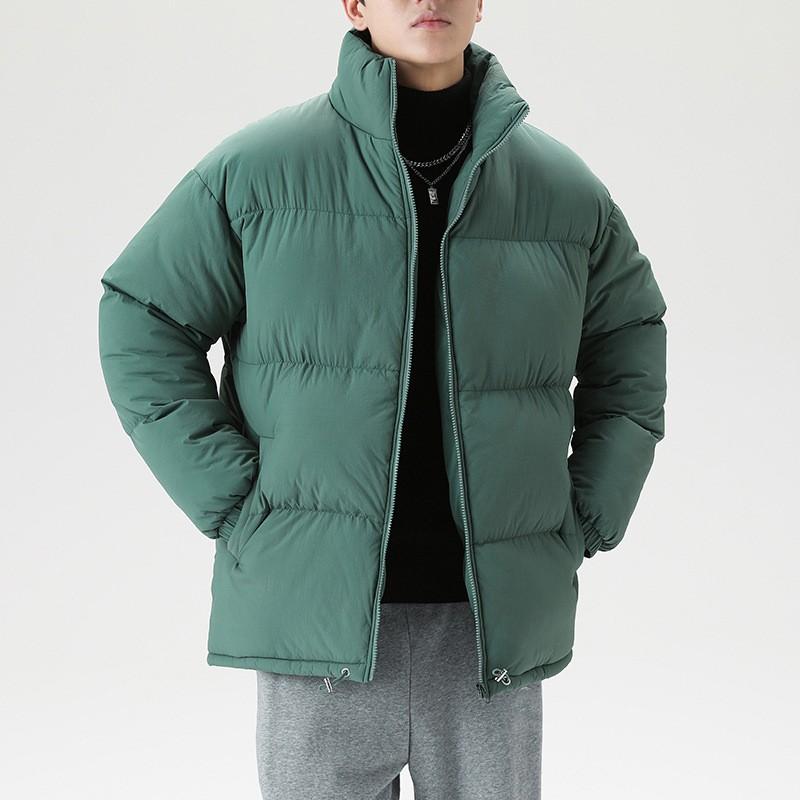 Winter  Men's Solid Color Loose Stand Collar Thickened Cotton Suit Casual Cotton Coat