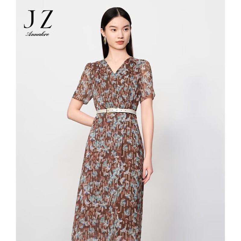 JUZI Annacot Floral Printed Wrap-Waist Chiffon Dress