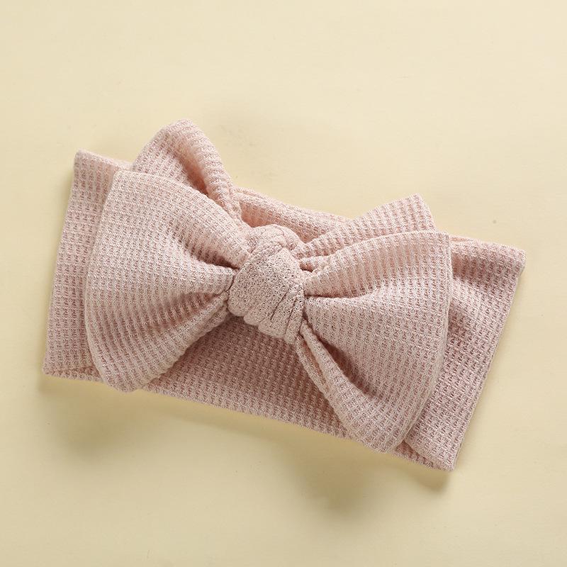 European & American Handmade Baby Hair Accessory: Large Bow Double Layer Waffle Texture Headband for Kids