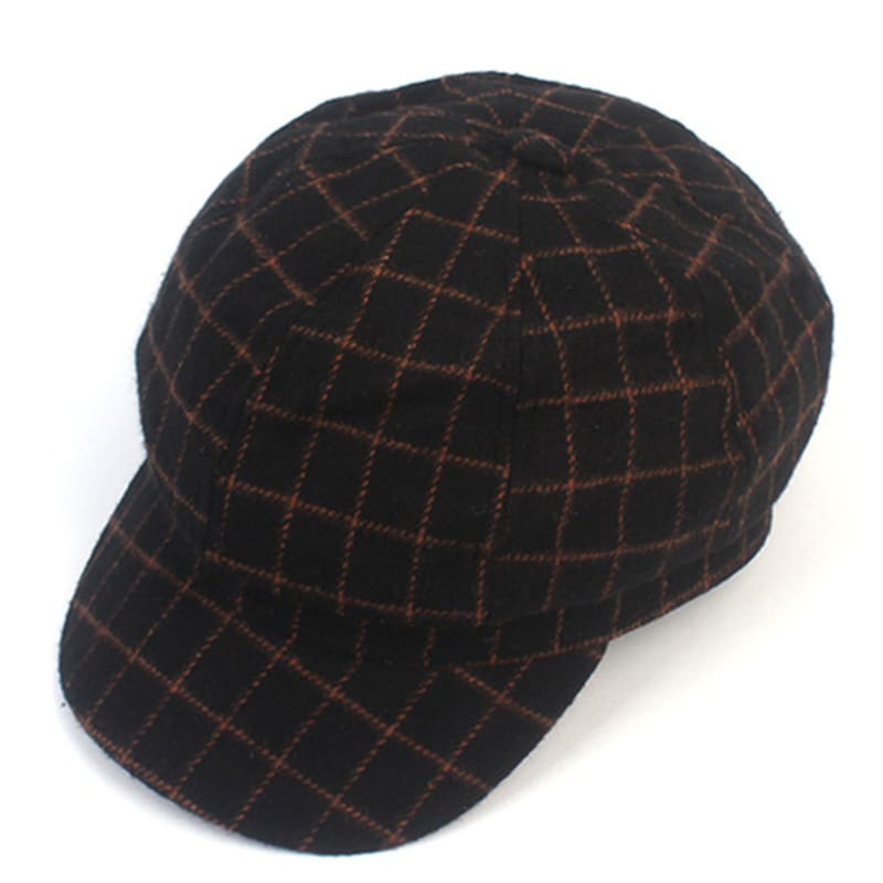 

Universal chemistry wool check black newsboy cap FREE