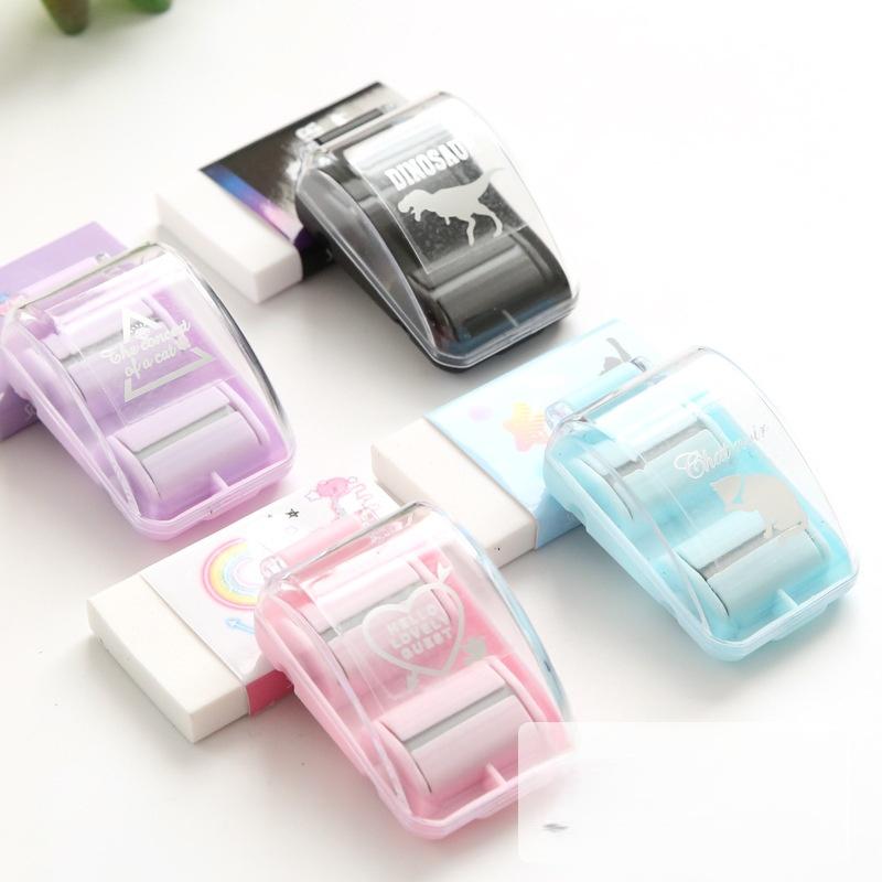 1 Piece Cute Eraser Manual Desktop Sweeper Mini Eraser Crumb Collectors Portable Desktop Vacuum Cleaner Students Gif
