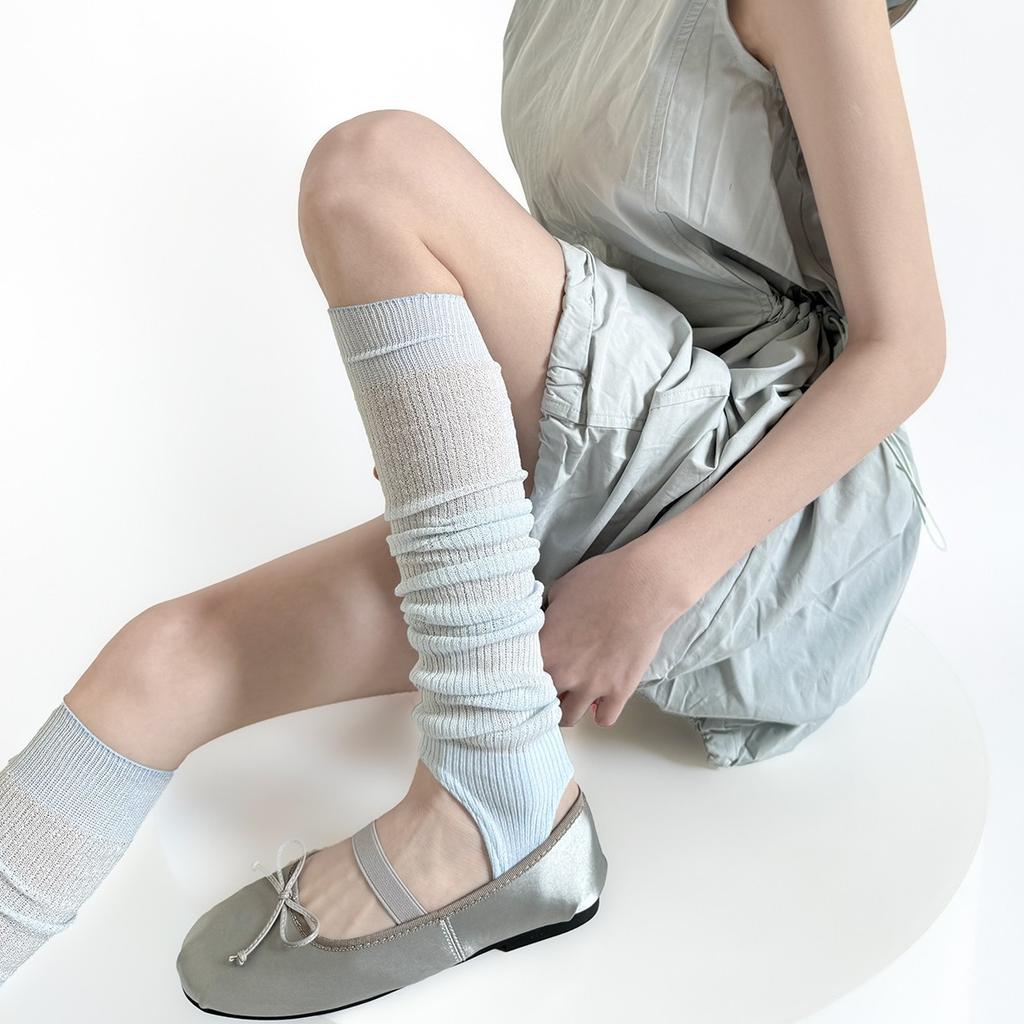 Summer Thin Leg Warmers Breathable Knitted Foot Cover Ballet Style Jk Girls Leg Warmers Solid Color Elastic Long Socks Stockings