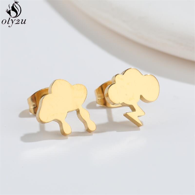 Punk Stainless Steel Lightning Earring for Women Sun Piercing Jewelry Cool Girls Personality Earrings Gifts Accessories