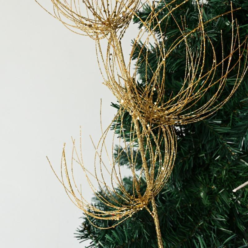 Gold Dust Christmas Sequins Dragon Willow Branch Christmas Cuttings Decorative Christmas Fireworks Cuttings Design Christmas Tree Pendant