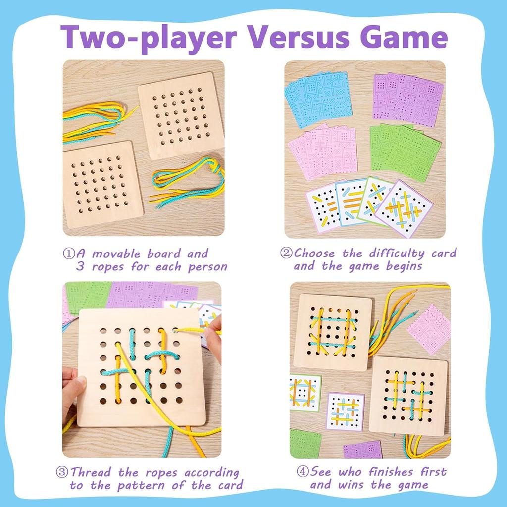 Montessori Wooden Threading Activity PuzzlesEarly Educational Fine Motor Skill Travel ToyBirthday Gifts for Boys and Girls