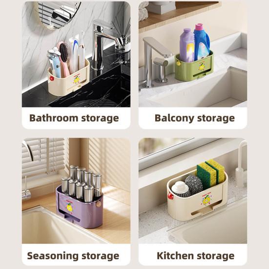 Yousheng Sponge Holder Drain Storage Rack Large Capacity Rust-Resistant Multi-Functional Kitchen Organizer Sink Caddy