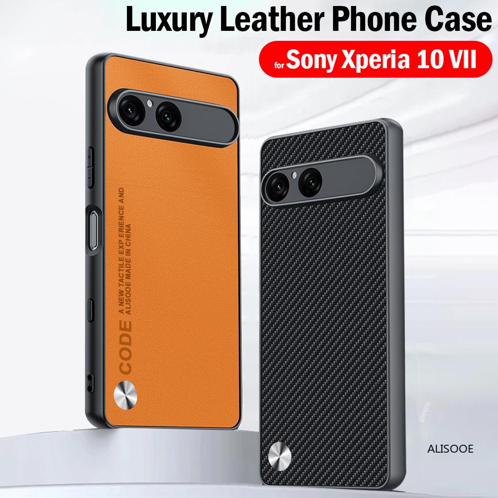 Etui dla Sony Xperia 10 VII Luksusowe Etui Ochronne z PU-Skóry o Teksturze Włókna dla Sony Xperia10 VII Capa Wstrząsoodporna Funda