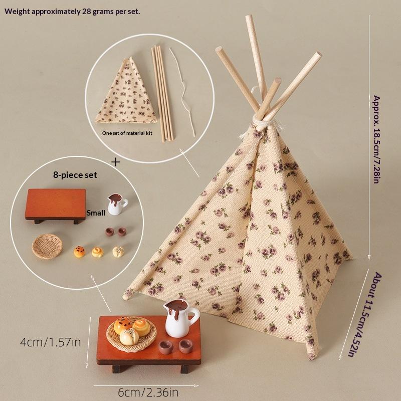 1:12 Scale Camping Tent Model Decoration Simulated Outdoor Tent Ornament Miniature Scene Accessories Doll Small Tent Toy