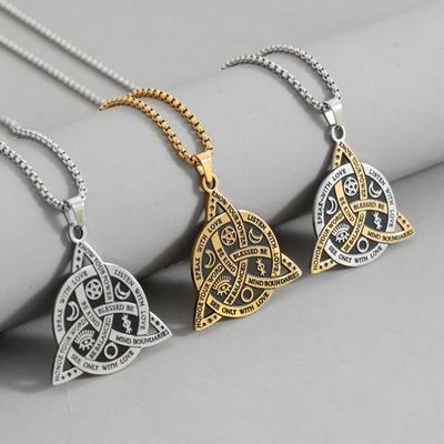 Viking Triangle Stainless Steel Necklace for Men Retro Norse Jewelry Durable Unisex Pendant