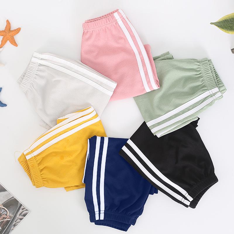 Unisex Sommer-Sportshorts für Kinder mit Seitenstreifen, Leichte Freizeit-Bermudas für Kleinkinder und kleine Kinder