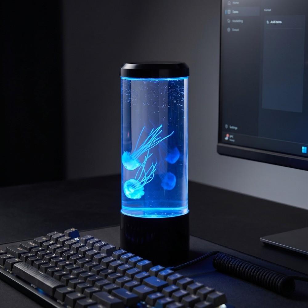 Acrylic LED Jellyfish Night Light 7-Color Changing Jellyfish Lava Lamp Bedroom