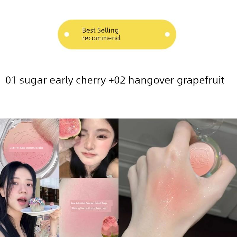 2025 New Peach Skin Blush, Natural Matte with Fine Shimmer, Natural Low Saturation, Pure Desire Style, Orange-Toned Blush, Hot Item