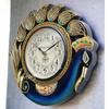 Handicraft Peacock Blue Wood Analog Wall Clock/One Year Warranty, 34 Cm X 10.5 Cm X 34 Cm - Black
