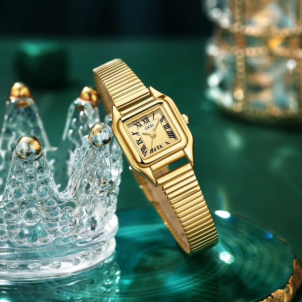 Kleine Exquisite Stahlbanduhr, Retro Leichter Luxus Nische Hochwertige Quadratische Damen-Quarz-Uhr