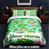 Floral Theme Custom Text Or Name 3Pcs Bedding Set,1 Flat Sheet & 2 Pillowcases Personalized Home Bedding