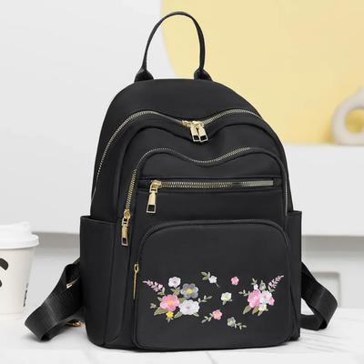 Oxford Cloth Backpack for Women Embroidery Design Student School Bag Leisure Travel Rucksack Popular Girl Commuting Sac
