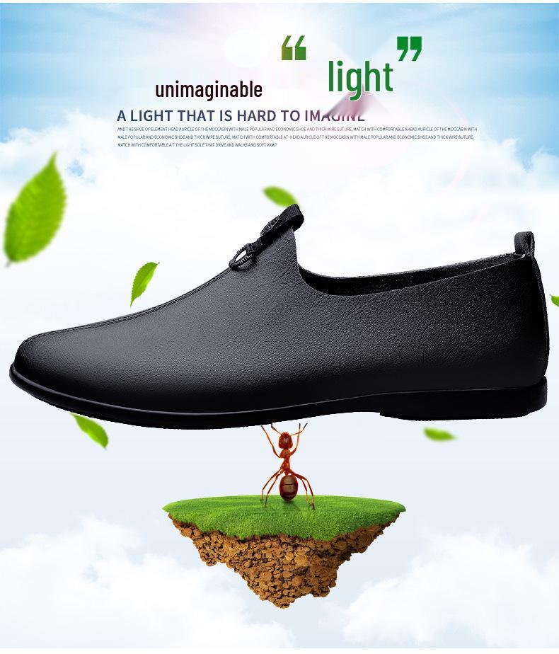 Men's Genuine Leather Lightweight Casual Driving Loafers - Comfortable Slip-on Business Shoes