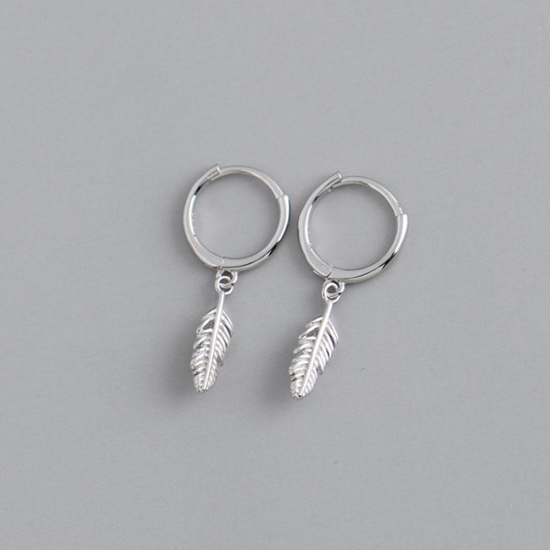 

925 Sterling Silver Feather Tassel Earrings Charm Women Trendy Fine Jewelry Prevent Allergy Party Accessories Gifts чёрный