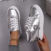 Glossy platform shoes, sports and leisure shoes, fashionable buckle decoration, blessing casual and comfortable board shoes