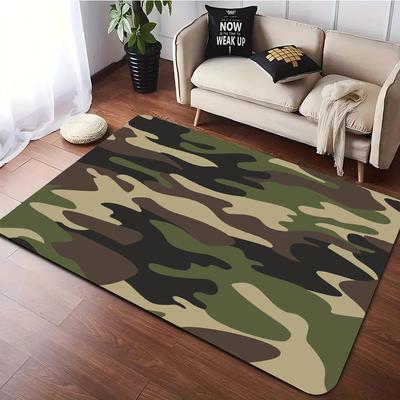 Camouflage-Teppich in Armeegrün, rutschfester Flanellteppich, maschinenwaschbar, Teppiche für Wohnzimmer, Küche, Schlafzimmer, Bodenmatte