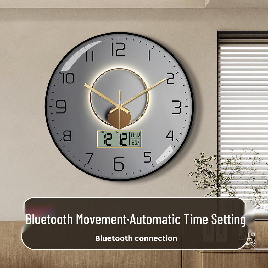 Bestselling Bluetooth Wall Clock with Automatic Time Sync, English LCD, and Perpetual Calendar - Wall-Mounted Electronic Clock