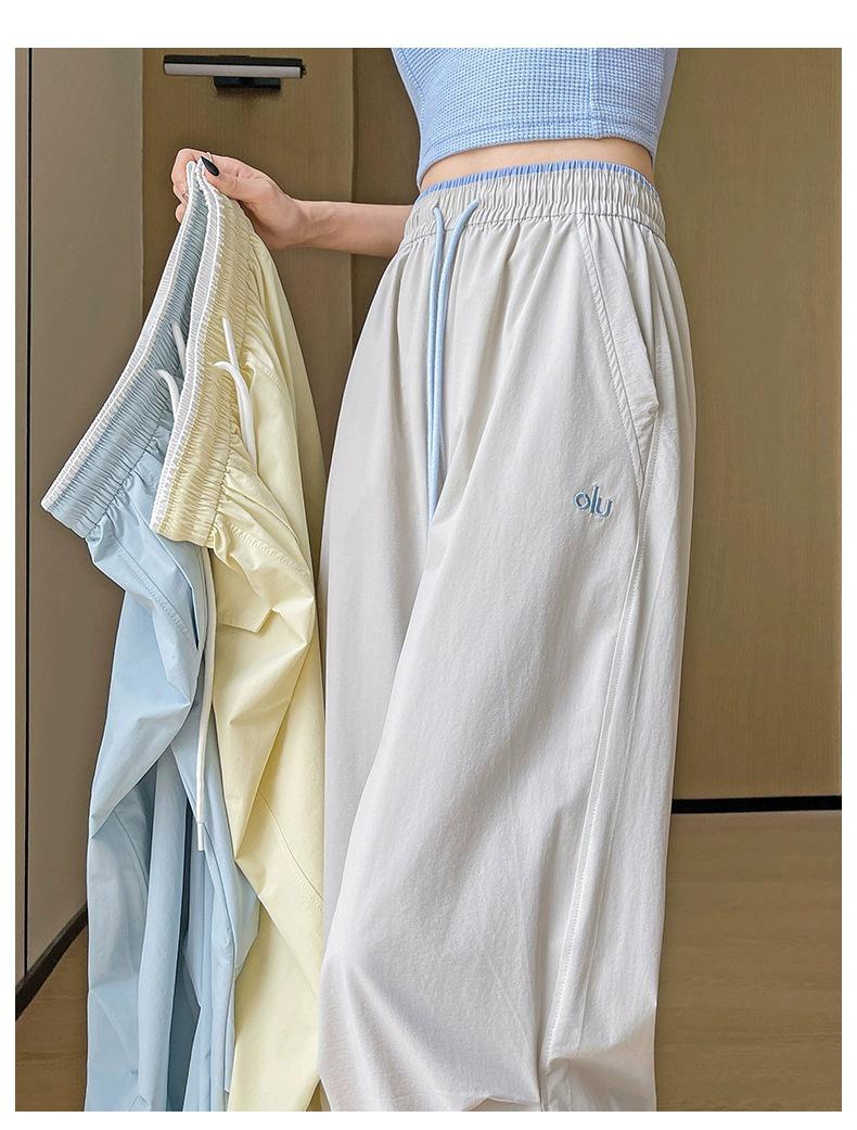 

Parachute Women s Quick-Dry Jumpsuit: Casual High-Waist Elastic Pants with Embroidery, Straight-Leg for Summer. S