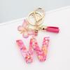 Pink Butterfly Tassel & Resin Sequin Letter Keychain - Backpack Charm for Women