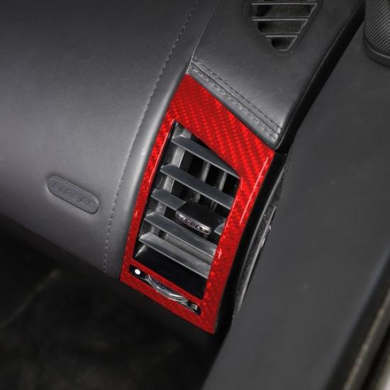 Red Carbon Fiber Side Air Vent Frame Trim Cover Sticker For Jaguar F-TYPE 13-22