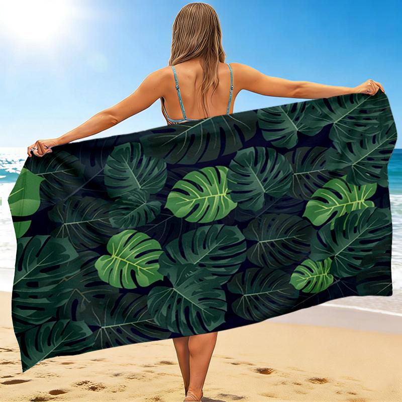 1Pc Tropical Leaf Beach Towel, Quick Dry, Multi-Use for Beach Pool Gym Yoga Home Travel, Christmas, Halloween, Xmas Gift M928204