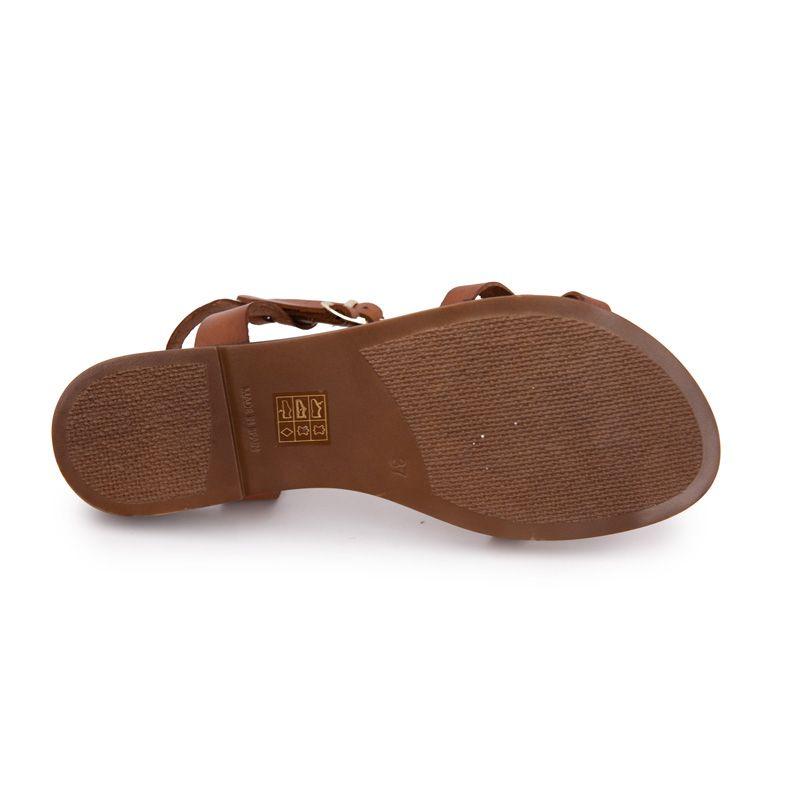 Sandales plates cuir platino à boucles Femme CARLA TORTOSA