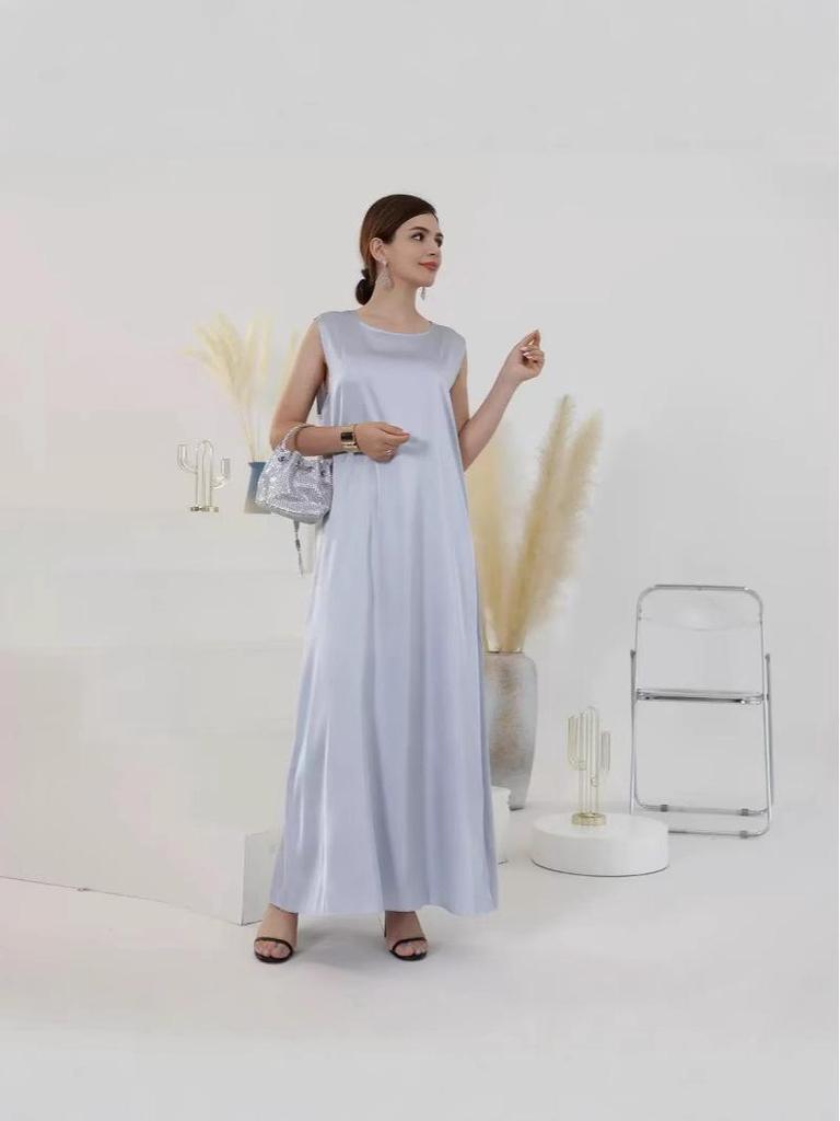 2025 Solid Color Loose Sleeveless Long Dress - European & American Style