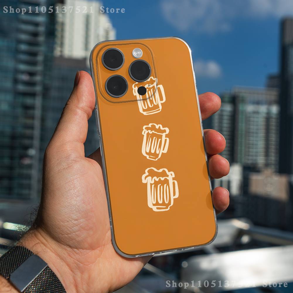 

Beer Alcohol Art Pattern Phone Case For iPhone 17,16,15,14,13,12,11 Pro,Max,Plus,X,XS,XR,SE4,E Mini Transparent Soft Cover iPhone14Plus