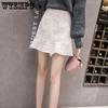 Temperament Celebrity Small Incense Wind Ruffle Double-breasted Tweed Half-body Skirt Female Elegant High Waist A Line Short Skirt
