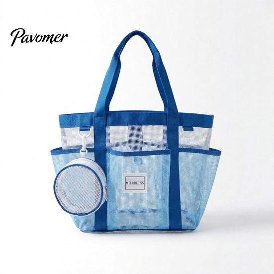 Large Beach Bag Mesh Tote Bag, Family for Toys Women Pouch & Vacation Essentials, Quick Drying Sand-proof Waterproof Storage Travel