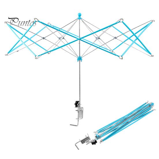 Yarn Swift Foldable Metal Yarn Winder Portable Umbrella Yarn Ball Swift Skein Holder with Table Clamp for Knitting Crochet Supplies